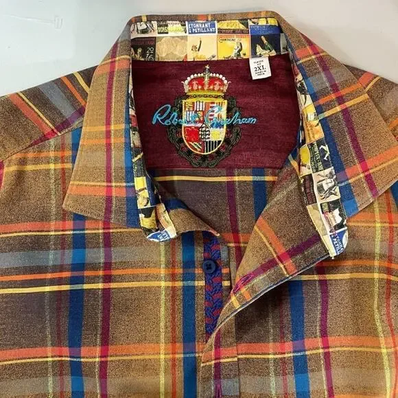 Robert Graham Plaid Shirt Champagne Print Contrast - Picture 3 of 10